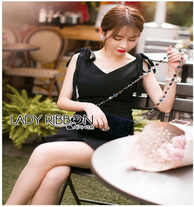 Lady Ribbon ค็อกเทลเดรสผ้าโพลีเอสเตอร์