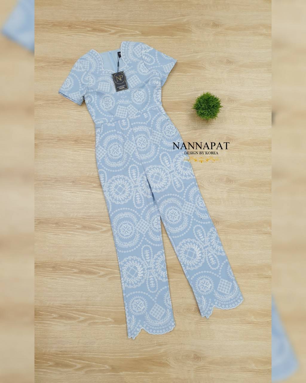 จั้มสูทงานปักกางเกงมีกระเป๋าข้าง