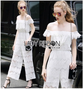 Lady Ribbon Michelle Pure White Lace Jumpsuit