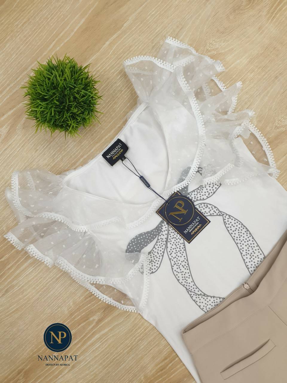 เสื้อผ้ายืดเนื้อดีเพ้นโบว์