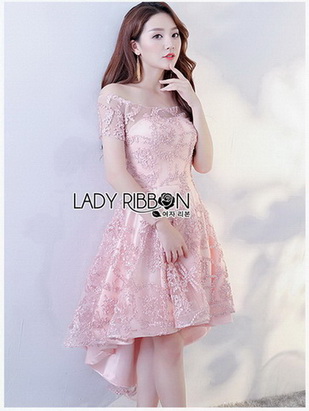 Lady Vanessa Off-Shoulder Lace and Satin Dress