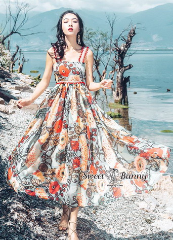 Maxi Dress เกาหลีเดรสสายเดี่ยว