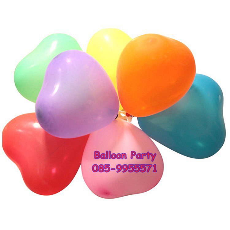 ลูกโป่งหัวใจ สีม่วงอ่อน Latex Balloon ขนาด 5 นิ้ว แพคละ 20 ใบ