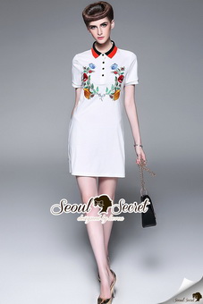 SS17290816 Seoul Secret Say's .... Chill Polo Bloom Stick Dress