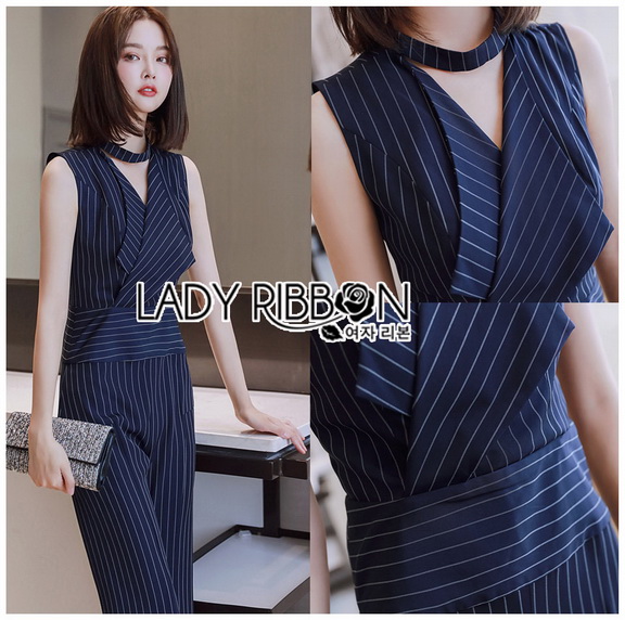 Jumpsuit Lady Ribbon ขายจัมป์สูทผ้าเครป