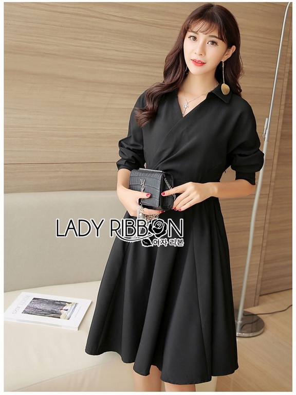 Dress with Belt Lady Ribbon ขายเชิ้ตเดรส