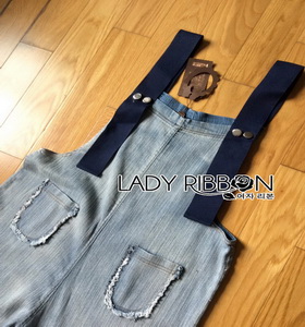 Chic Denim Overall Jumpsuit Lady Ribbon เอี๊ยมจัมป์สูท