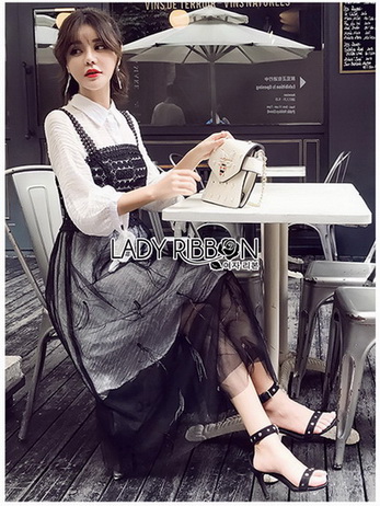 Chic Black Lace Over White Shirt Dress