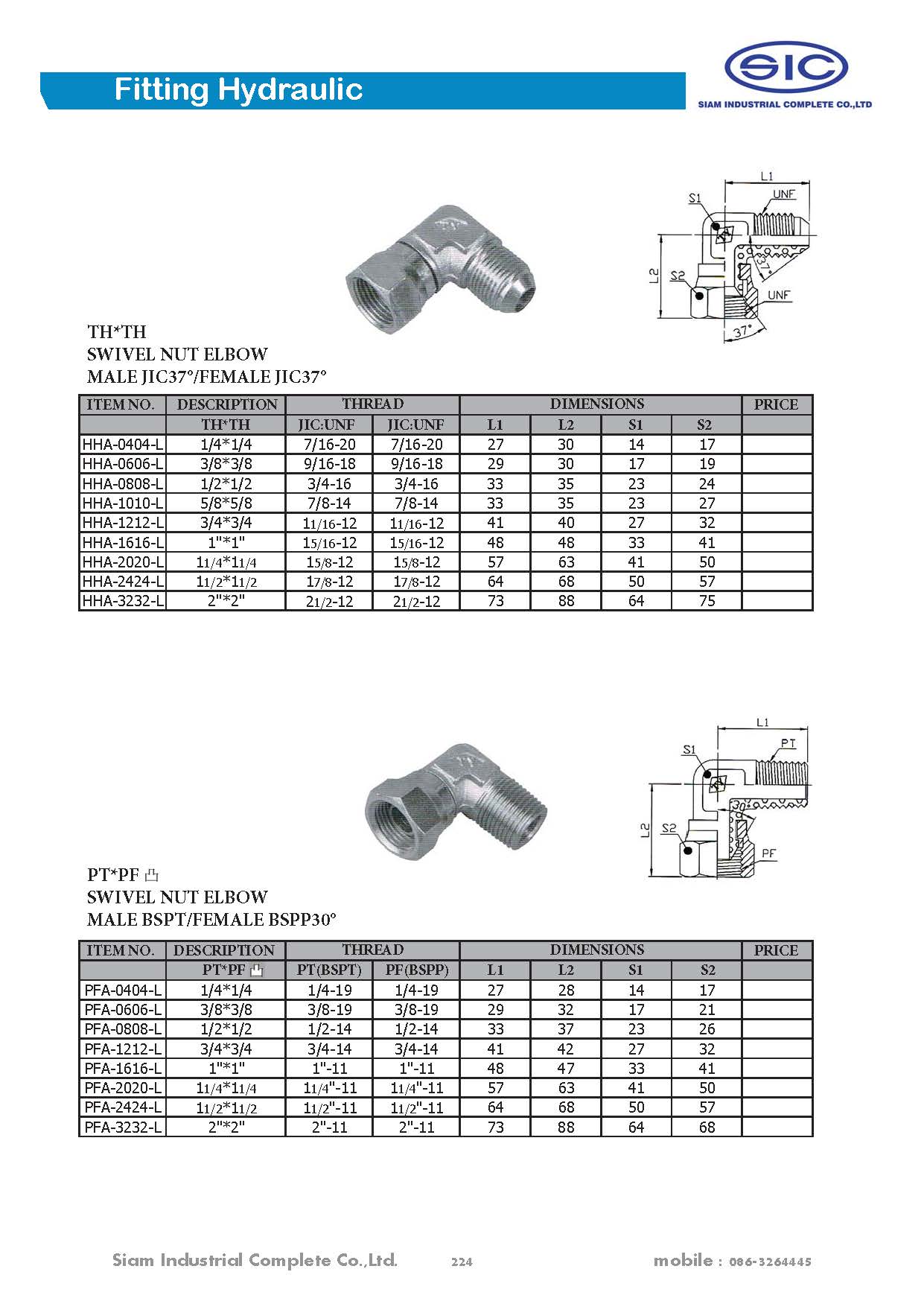 ข้อต่อไฮดรอลิค Fitting Hydraulic 3000 PSI