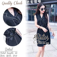 ST11310716 🍀สินค้าพร้อมส่ง🍀 한국에 의해 설계된 2Sister Made, 2color Cuties Mini Lady Dress เดรสสั้นแขนกุด เนื้อผ้าpolyesterสีเข้ม ดีเทลแขนกุด