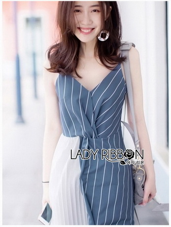 Two-Tone Striped Twisted Lady Ribbon Dress