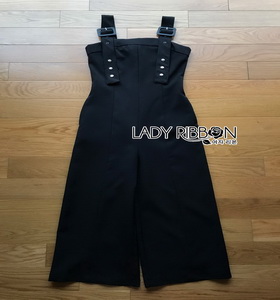 Lady Ribbon Yves Studded Belt-Strap Black Crepe Jumpsuit