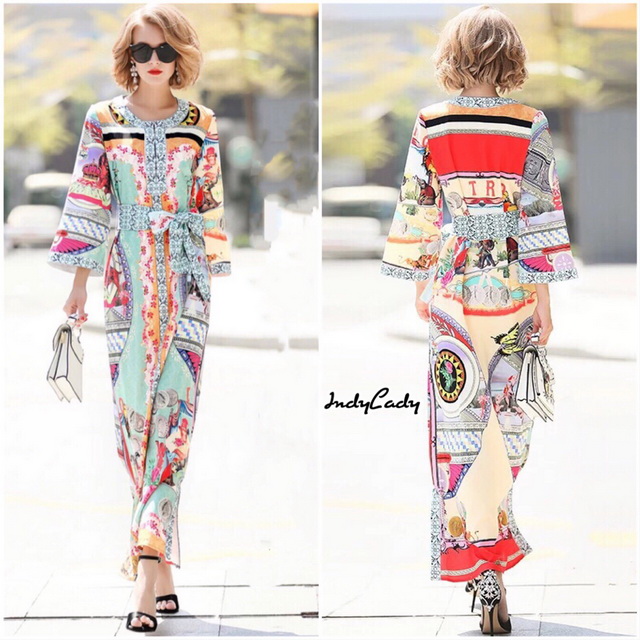 Maxi Dress แขนยาวงานทรงตรงยาว