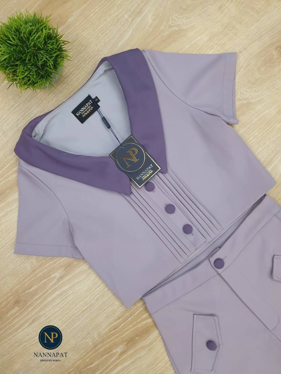 เสื้อกระดุมหน้า ตัดสีทูโทน