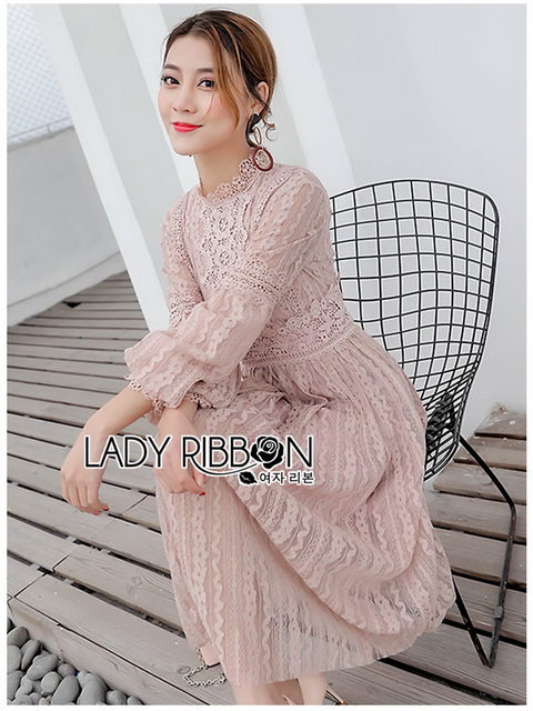 Dress เดรสผ้าลูกไม้สีเบจสไตล์วินเทจ