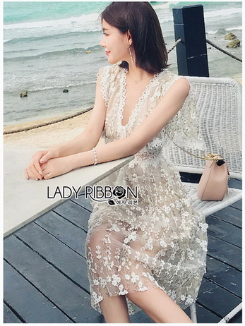 Annie Golden lady Ribbon Lace Dress