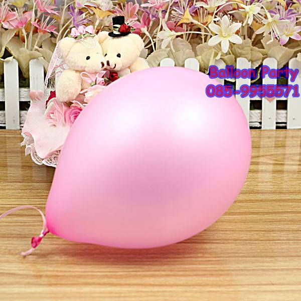ลูกโป่งสวรรค์ทรงกลมสีมุก ชมพูอ่อน พาสเทล Latex Metalic Color Balloon แพคละ 20 ใบ