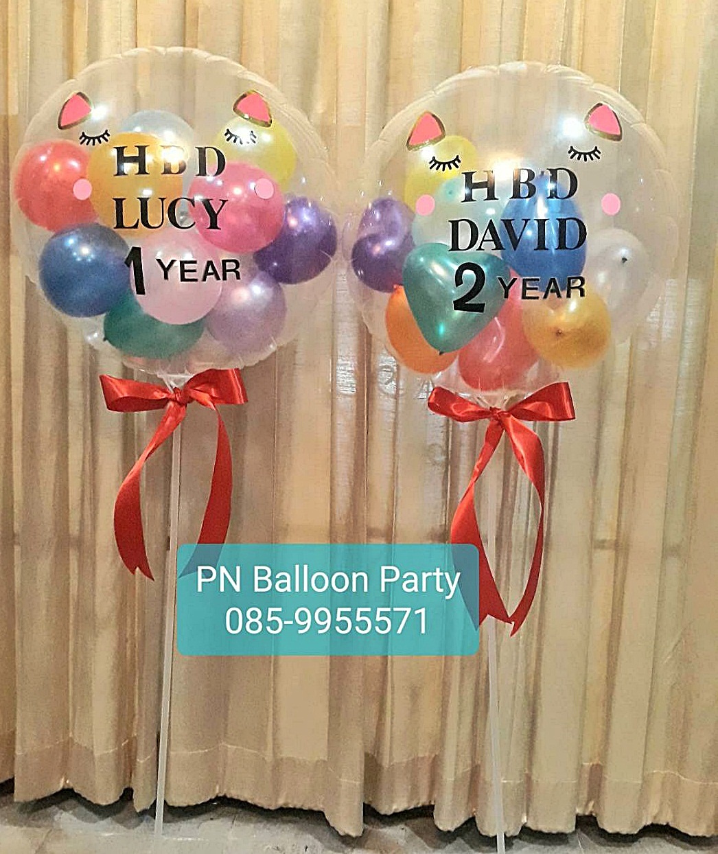 ลูกโป่งบับเบิ้ลจีน Happy Birthday ยูนิคอร์น แบบเป่าลมใส่ก้านถือ