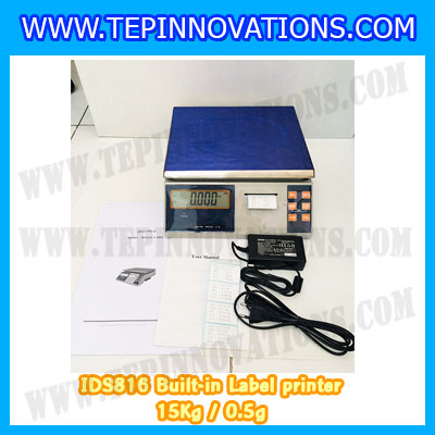 เครื่องชั่งน้ำหนักดิจิตอล พิกัดน้ำหนัก 15kg ยี่ห้อ SDS รุ่น IDS816 ค่าละเอียด 0.5g Built-in Label printer