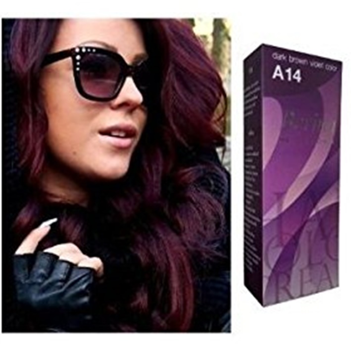 Berina permanent brown dark violet color number A14 hair dye cream 60g 2oz