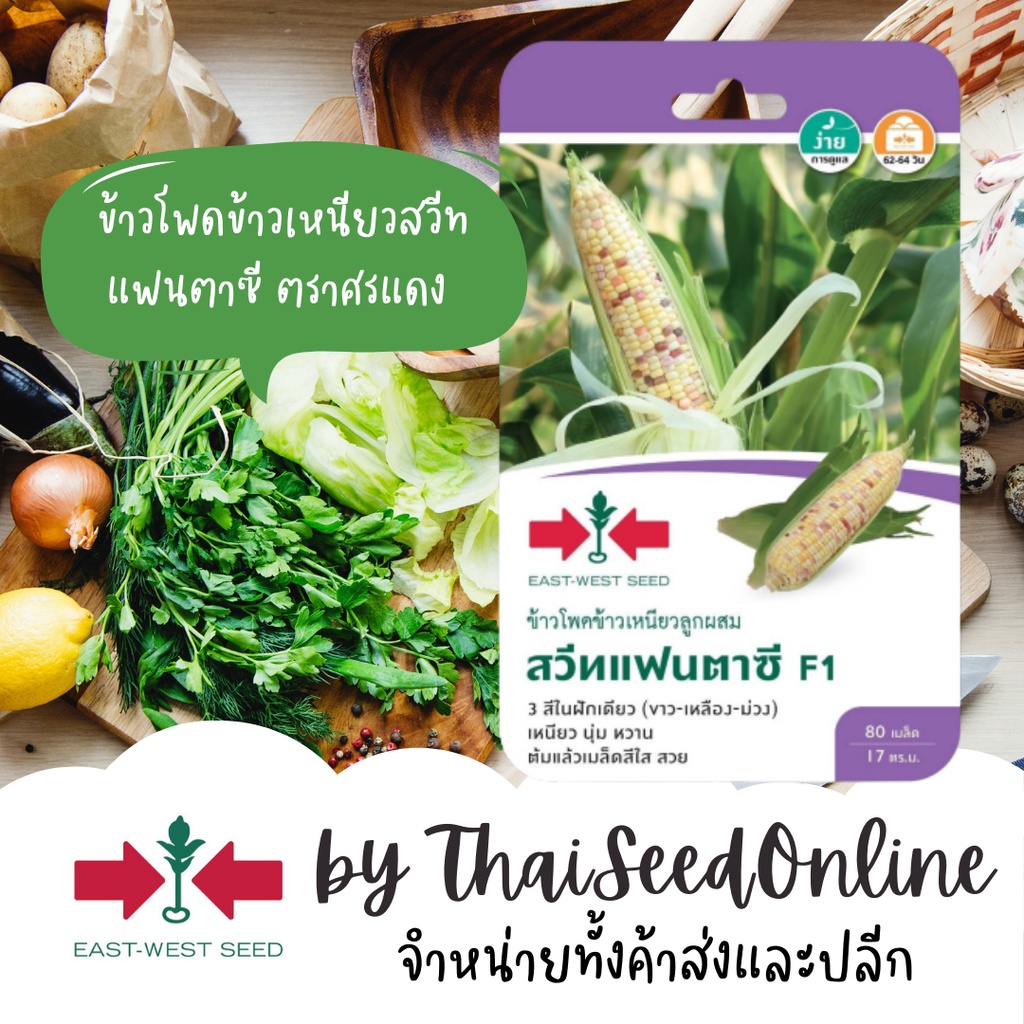 GGEW เมล็ดพันธุ์ ข้าวโพดข้าวเหนียวสวีทแฟนตาซี 80เมล็ด ตราศรแดง