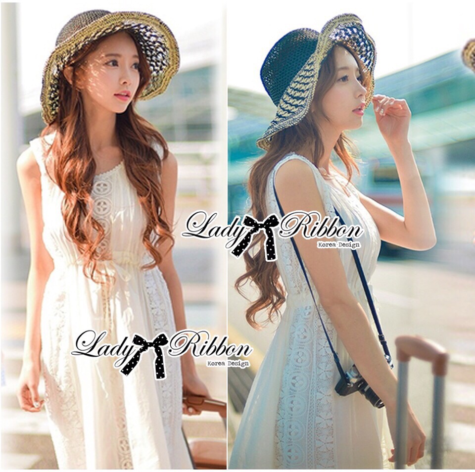 : Lady Ribbon Online LR15230516 🎀 Lady Ribbon's Made 🎀 Lady Ribbon's Made Lady Ribbon White Floral Embellish Lace Maxi