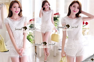 SS12010916 Seoul Secret Say's... Girly Ivory Lace Set Material : เซ็ทหวานๆ สวยๆ