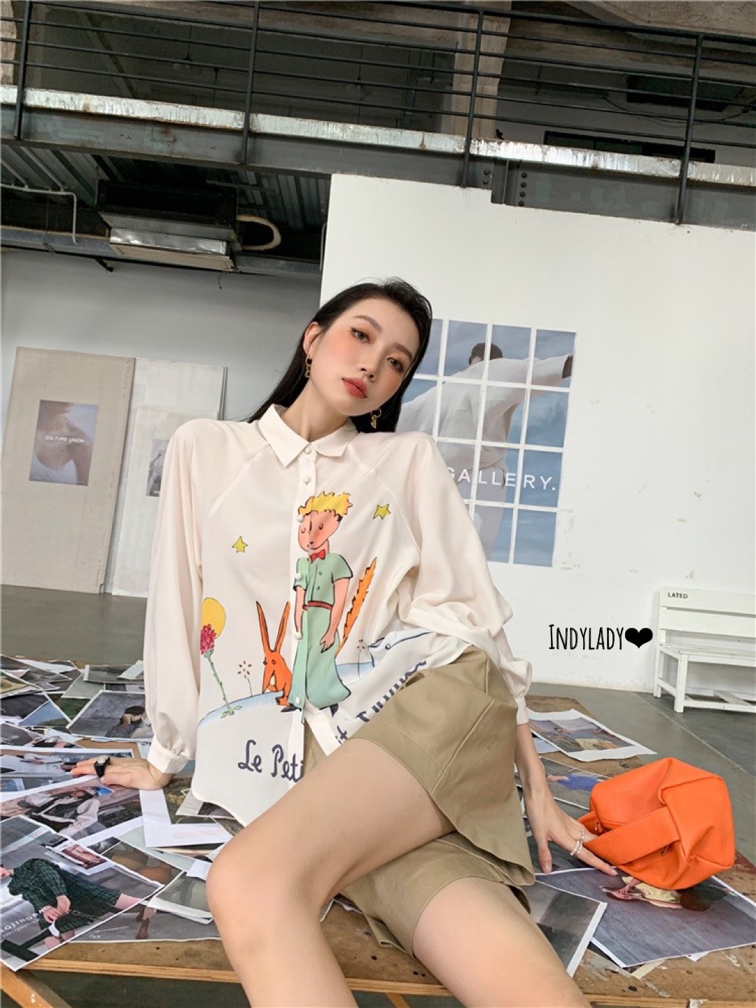 เสื้อเชิ้ต คอปก แขนยาวทรงใหญ่