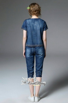 SW15290816 Sweet Bunny Present... Night-Rise Contrast Cuff Jeans Set