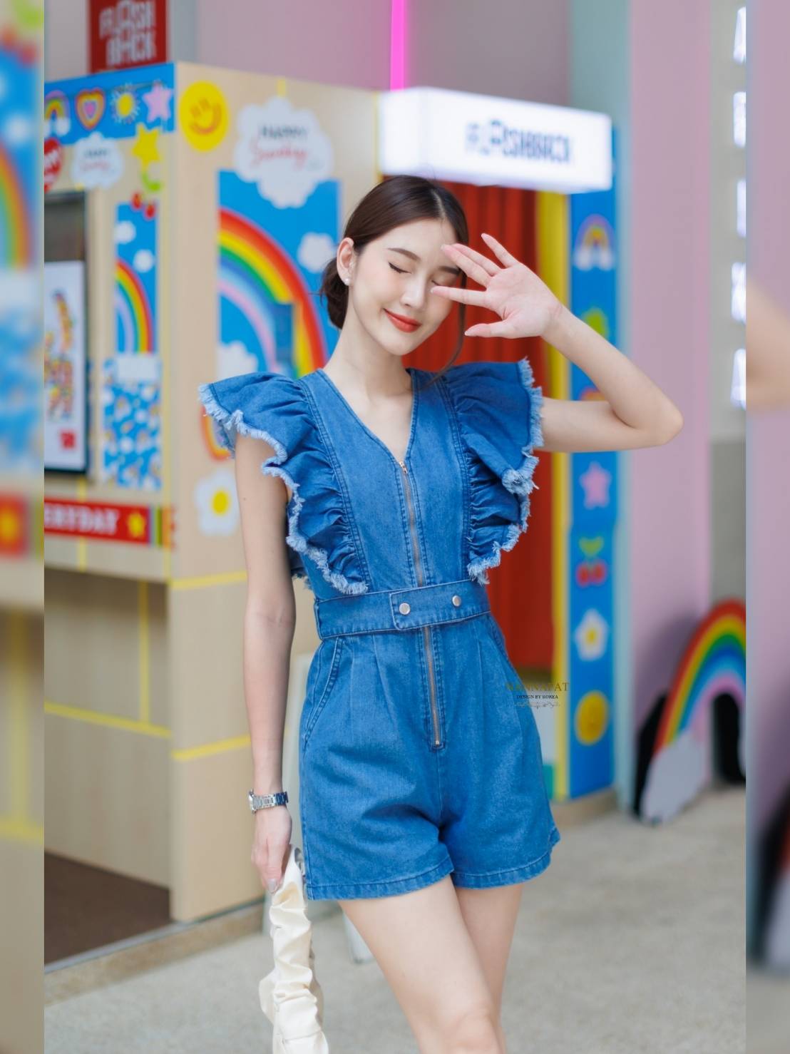 เพลสูทผ้ายีนส์งานซิปหน้า