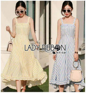 Lady Ribbon Colorful Striped Dress เดรสลายทาง