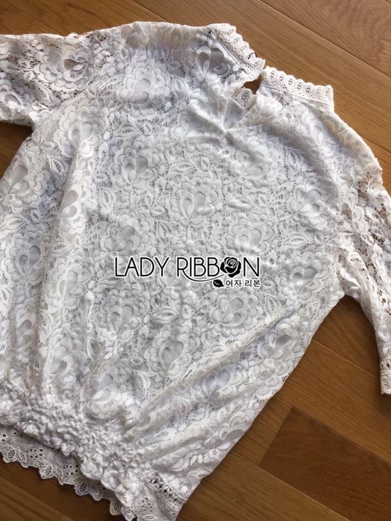 เสื้อลูกไม้ผ้านิ่มใส่สบาย แขนศอกใส่เข้ากับท่อนล่าง