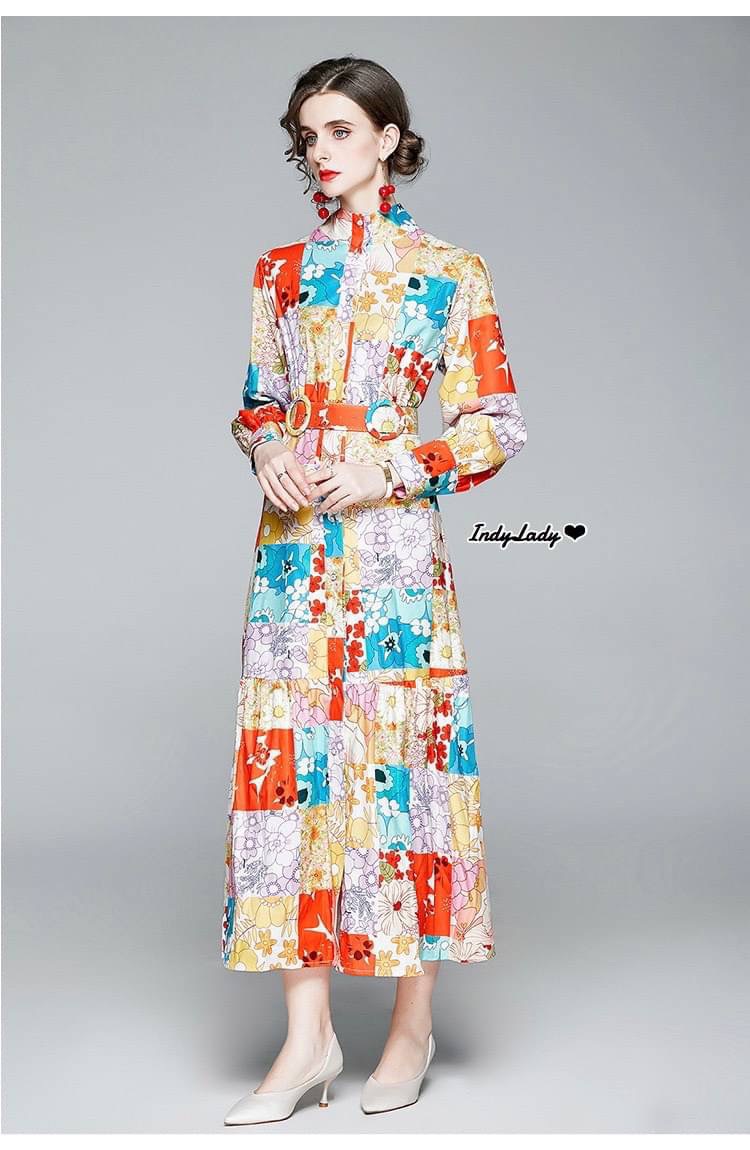 Dress กระดุมหน้า แขนยาว