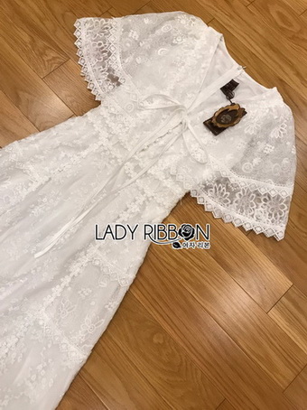 Lady Lace-Down White Lace Dress