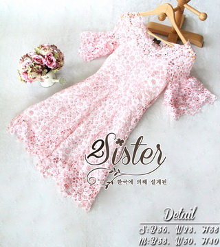 Lady Ribbon ออนไลน์ เสื้อผ้าออนไลน์ พร้อมส่งของแท้ ST17130716 🍀สินค้าพร้อมส่ง🍀 한국에 의해 설계된 2Sister Made, 2Sweet Unity Flora Elegant Beauty Dress
