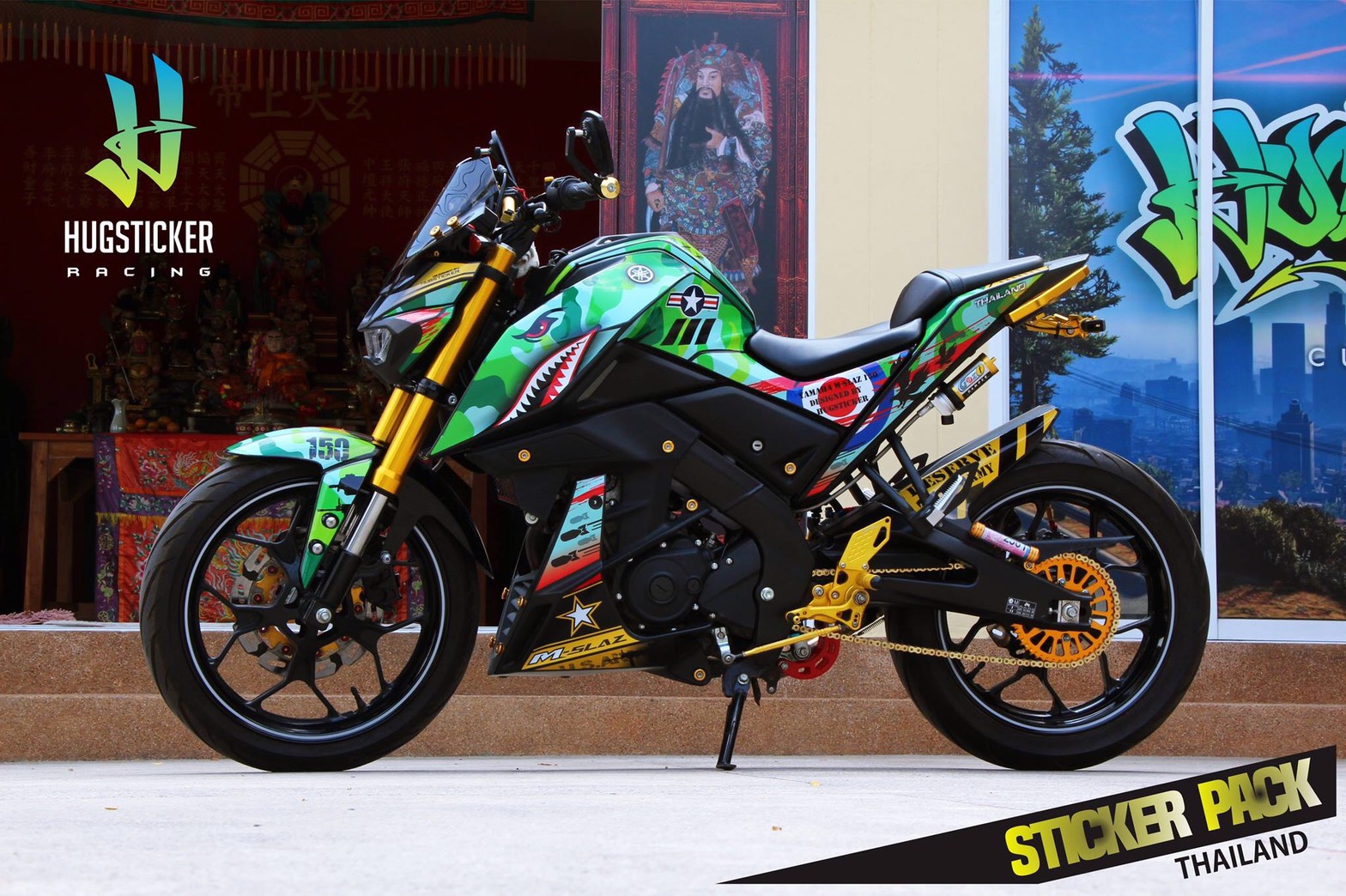 สติ๊กเกอร์ 3m M Slaz 150 สติ๊กเกอร์ เอ็มสแลซ ลายพราง ติดรถ สีเขียว เคลือบใส กันรอย