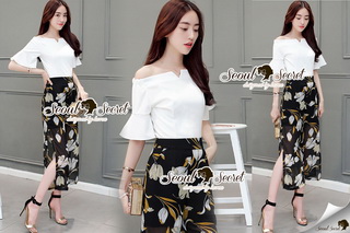 Lady Ribbon Online เสื้อผ้าออนไลน์ ขายส่งของแท้พร้อมส่ง Seoul Secret เสื้อผ้า SS02010816 Seoul Secret Say's... Blossom Pants Nifty set