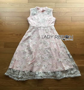 Lady Ribbon Organza Dress with Pink Lining