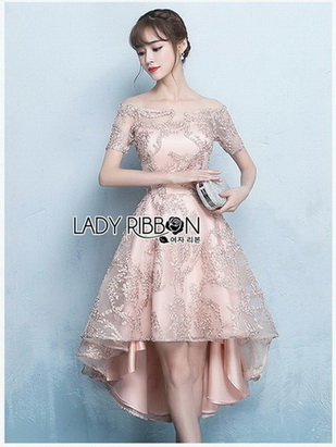 Lady Vanessa Off-Shoulder Lace and Satin Dress