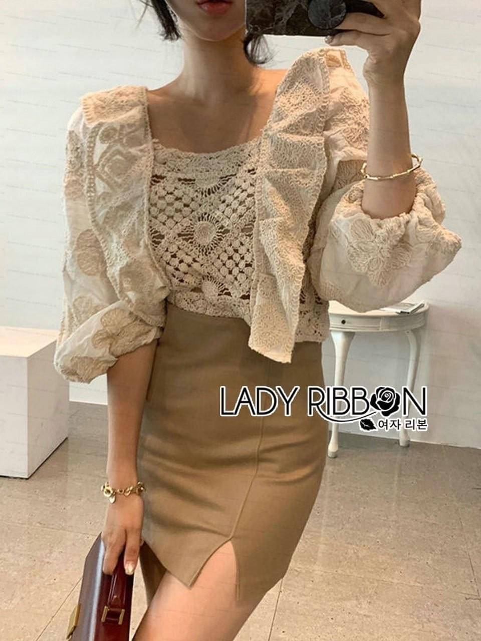 เสื้อถักโครเช ZARA ซาร่า สีครีม