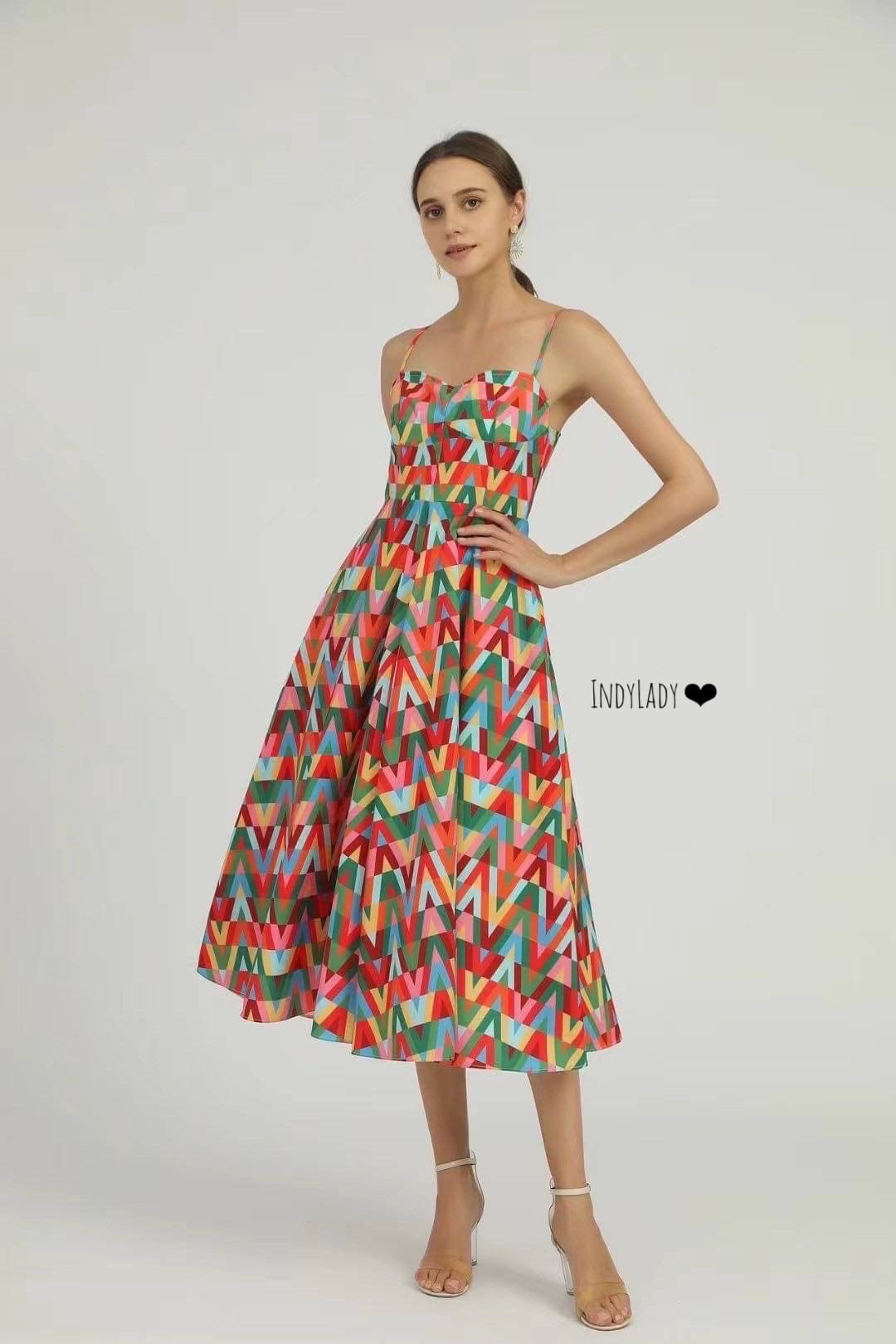 Dress สายเดี่ยว งานพิมพ์ลาย
