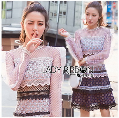 Layered Lace Lady Ribbon Mini Dress