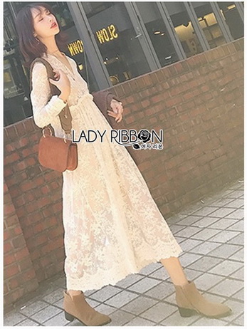 Midi Dress Lady Ribbon with Slip Dress