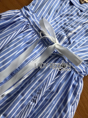 Lady Christine Striped Blue & White