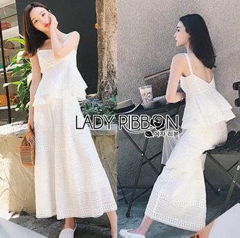 Ruffle Lady Ribbon Top and Pants Set