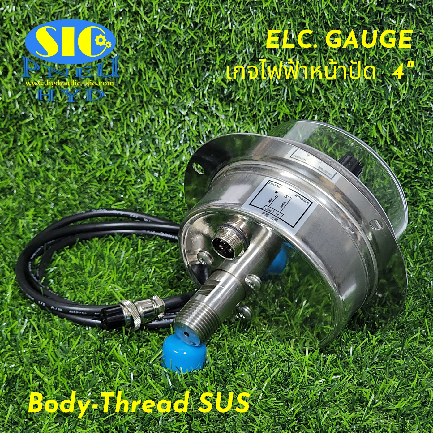 455-1A Electric Gauge 1 Contract NO เกจคอนแทรคไฟฟ้า , หน้าปัด 4" , เกลียวออกหลังล่าง