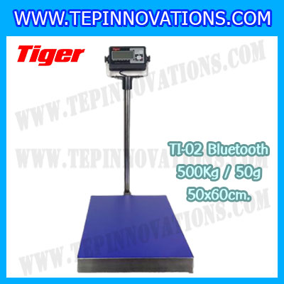 เครื่องชั่งน้ำหนักดิจิตอลBluetooth พิกัด 500kg ความละเอียด 50g ขนาดแท่นชั่ง 50*60cm. ยี่ห้อ TIGER รุ่น TI-02