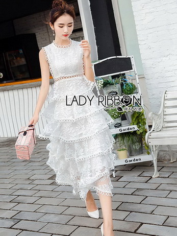 Lady Erin Sweet เดรสผ้าลูกไม้สีขาว