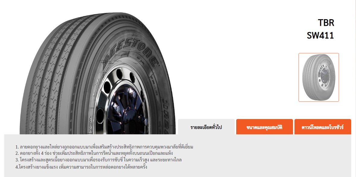 ยางรถบรรทุก เรเดียล ขนาด 11R22.5 รุ่น SW411 ชนิด TL H16 ยี่ห้อ Deestone