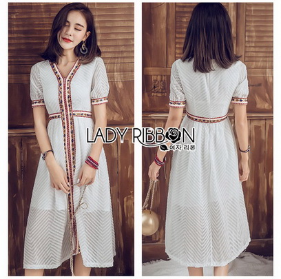 White Dress Lady Ribbon เดรสสีขาวสไตล์อินเดีย